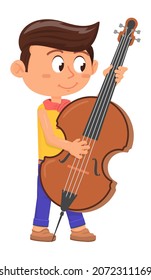 Icono del reproductor de Cello. Boy perfom music en violín bajo