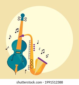 instrumentos musicales cello y saxofón