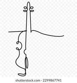 silueta de cello, una mano de línea única continua 