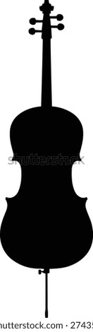 Cello silhouette vector illustration featuring a clean black classical string instrument isolated on transparent background suitable for music themed design projects and educational use