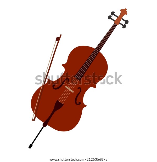 Cello, symphony orchestra bowed string\
instrument. Classical chamber music equipment. Vector flat style\
cartoon illustration\
isolated.