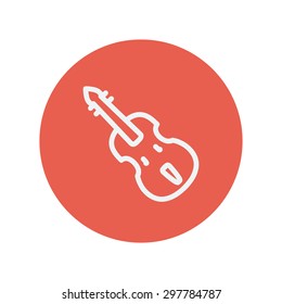 Cello thin line icon for web and mobile minimalistic flat design. Vector white icon inside the red circle