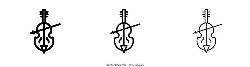 Cello thin line vector icon set.