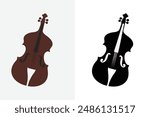 Cello vector design and silhouette vector.