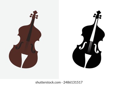 Cello vector design and silhouette vector.