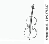 Cello vector with one line art drawing.
