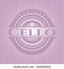 Cello vintage pink emblem. Vector Illustration. Detailed.