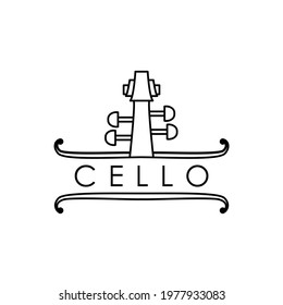 cello or violin instrument line  art logo design inspiration
