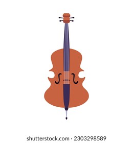 Icono de instrumentos musicales de cuerdas de violoncello o símbolo de ilustración vectorial plana aislada en fondo blanco. Cello para conciertos sinfónicos y temas de clases de música.