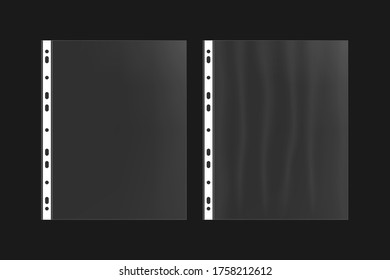 Cellophane file for paper A4. Memorable and smooth transparent file. Realistic paper holder. Vector illustration.