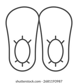 Calcetines de celofán para zapatos icono de línea delgada, concepto de ropa de trabajo de cirugía. Gráficos de Vector. Par de calcetines para signo de protección antibacteriana sobre fondo blanco, icono de estilo de contorno de móvil o Diseño web