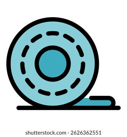 Cellophane tape roll icon. Outline cellophane tape roll vector icon color flat isolated