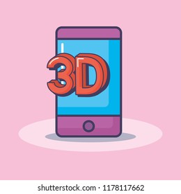 cellphone and 3D symbol