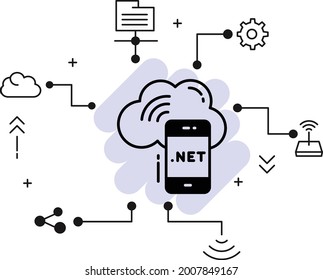 señal de teléfono celular 5g acceso al diseño de icono de glifo vector de servidor remoto, computación en nube y servicios de alojamiento de Internet Símbolo, ilustración de material de computación en nube móvil