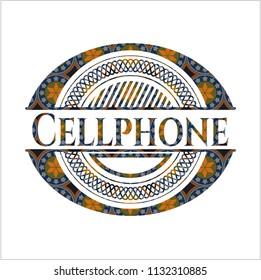 Cellphone arabesque style badge. arabic decoration.