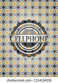 Cellphone arabic style badge. Arabesque decoration.