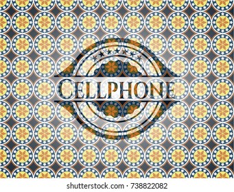 Cellphone arabic style emblem. Arabesque decoration.