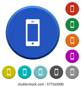 Cellphone with blank display round color beveled buttons with smooth surfaces and flat white icons