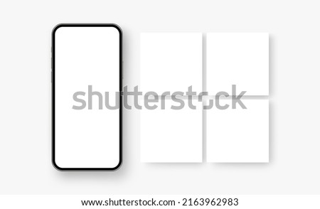 Cellphone With Blank Square Templates for Social Media Posts. Vector Illustration