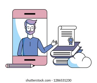 cellphone with books