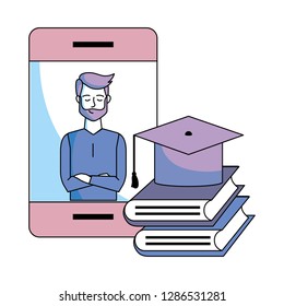 cellphone with books