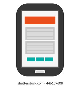cellphone with button and webpage on screen icon
