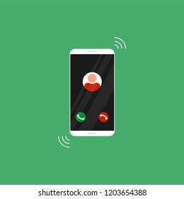 Cellphone call. Smartphone with incoming call and vibrate. Flat design. Vector.