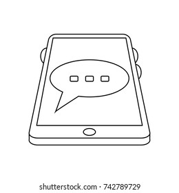 cellphone with chat bubble icon image 