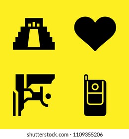 cellphone, chichen itza, like and climbing vector icon set. Sample icons set for web and graphic design