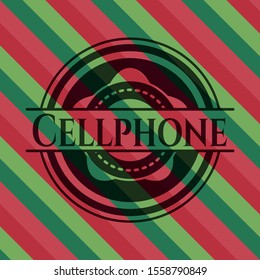 Cellphone christmas style badge. Vector Illustration. Detailed.