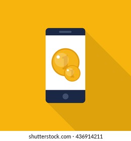 cellphone with coin icon. mobile shopping. vector illustration