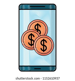 cellphone with coins