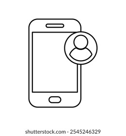 cellphone contact person icon logo symbol line vector design illustration isolated white background
