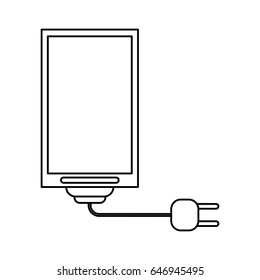 cellphone with cord and plug icon image 