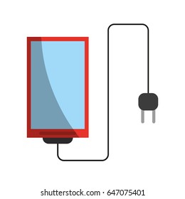 cellphone with cord and plug icon image 