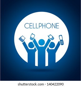 cellphone design over blue background vector illustration