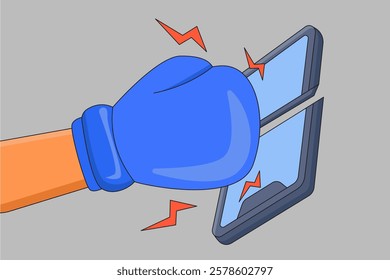 the cellphone was destroyed Digital Detox. vector illustration	