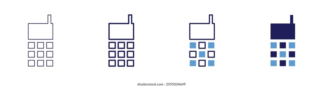 Cellphone device icon in 4 different styles. Thin Line, Line, Bold Line, Duotone. Duotone style. Editable stroke.