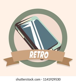 cellphone device technology retro shopping vintage label