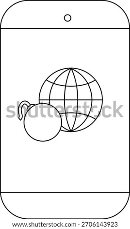 Cellphone displaying globe and bomb