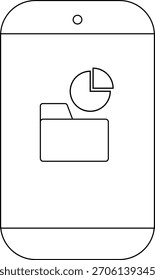 El teléfono celular muestra la carpeta con gráfico circular con diseño elegante y visualización de datos