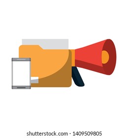 cellphone with documents and periponeicon cartoon vector illustration graphic design