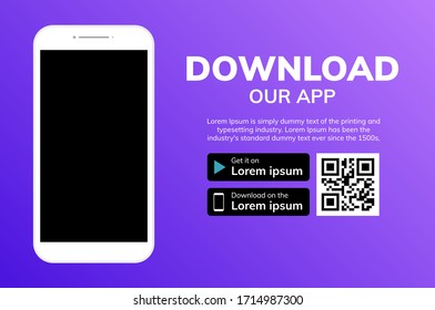 Cellphone download app landing page. Smartphone download our app mobile device banner