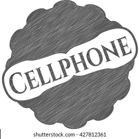 Cellphone emblem draw with pencil effect