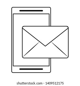 cellphone and envelope icon cartoon vector illustration graphic design