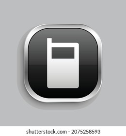 cellphone fill icon design. Glossy Button style rounded rectangle isolated on gray background. Vector illustration