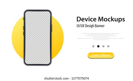 Cellphone frame with blank display. Realistic smartphone mockup banner. Vector mobile phone device concept. Template for infographics for presentation UI design interface