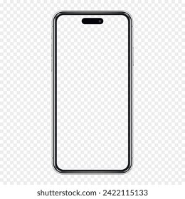 Cellphone frame with transparent screen isolated on transparent background