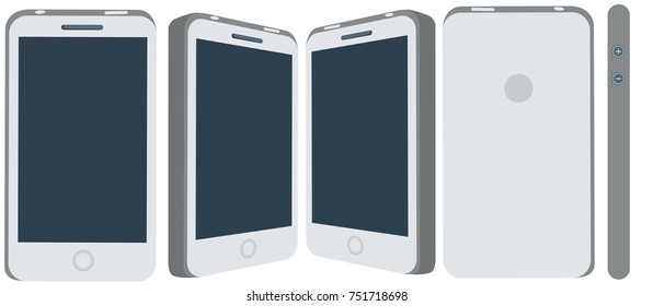 Cellphone front back side isolated vector illustration