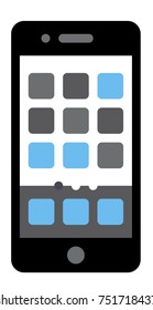 Cellphone front isolated vector illustration